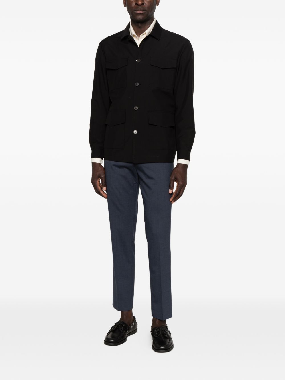 Giacca-camicia con bottoni in nero Grayed - uomo 