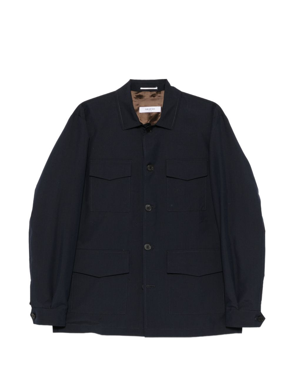 Giacca-camicia con bottoni in blu Grayed - uomo 