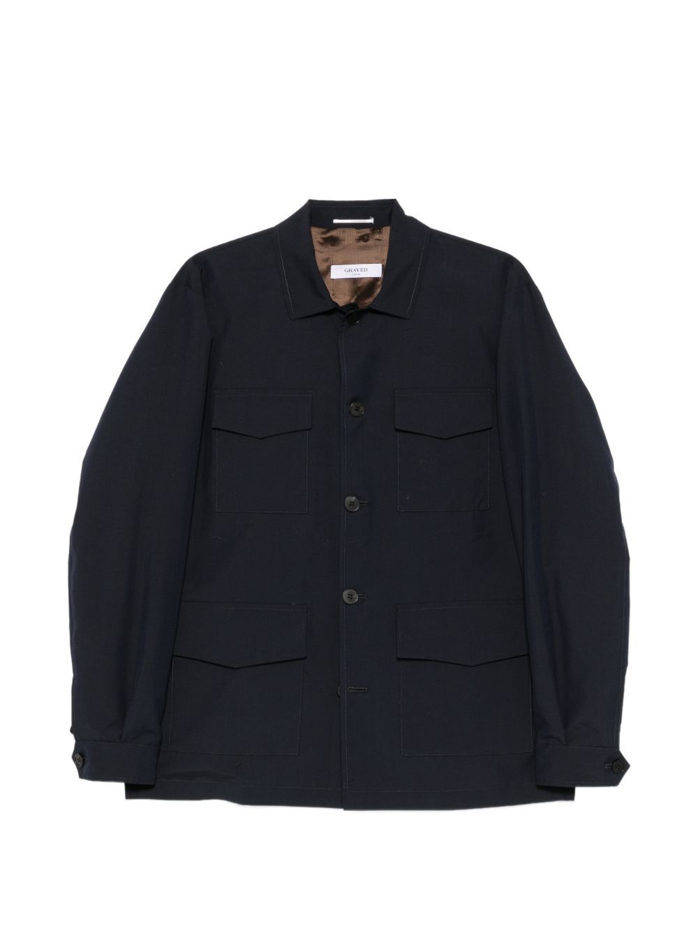Giacca-camicia con bottoni in blu Grayed - uomo 