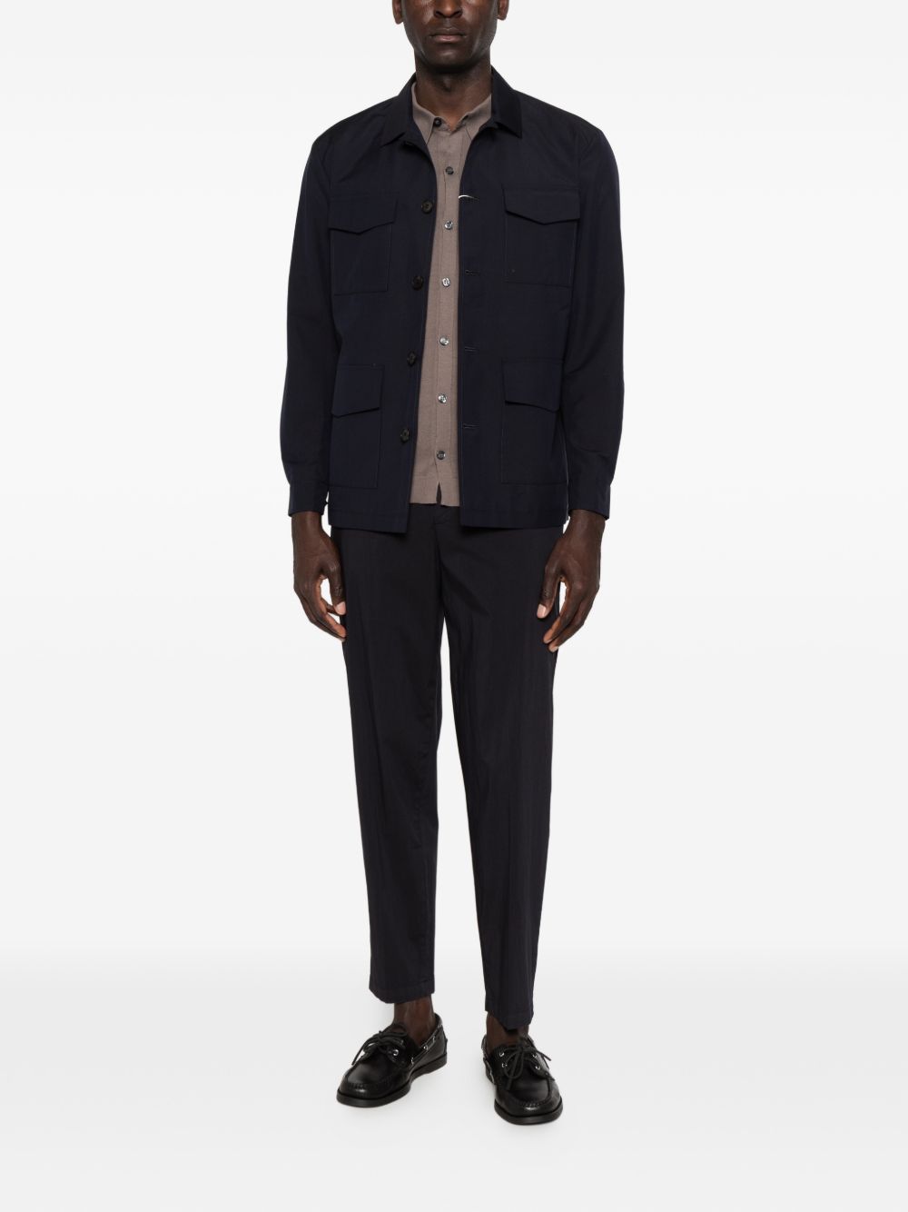 Giacca-camicia con bottoni in blu Grayed - uomo 