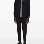 Giacca-camicia con bottoni in blu Grayed - uomo 