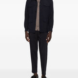 Giacca-camicia con bottoni in blu Grayed - uomo 