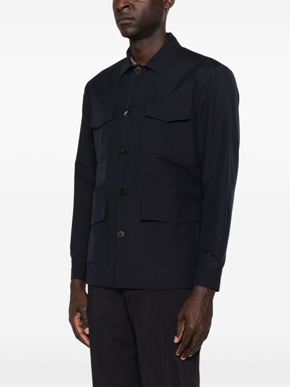 Giacca-camicia con bottoni in blu Grayed - uomo 