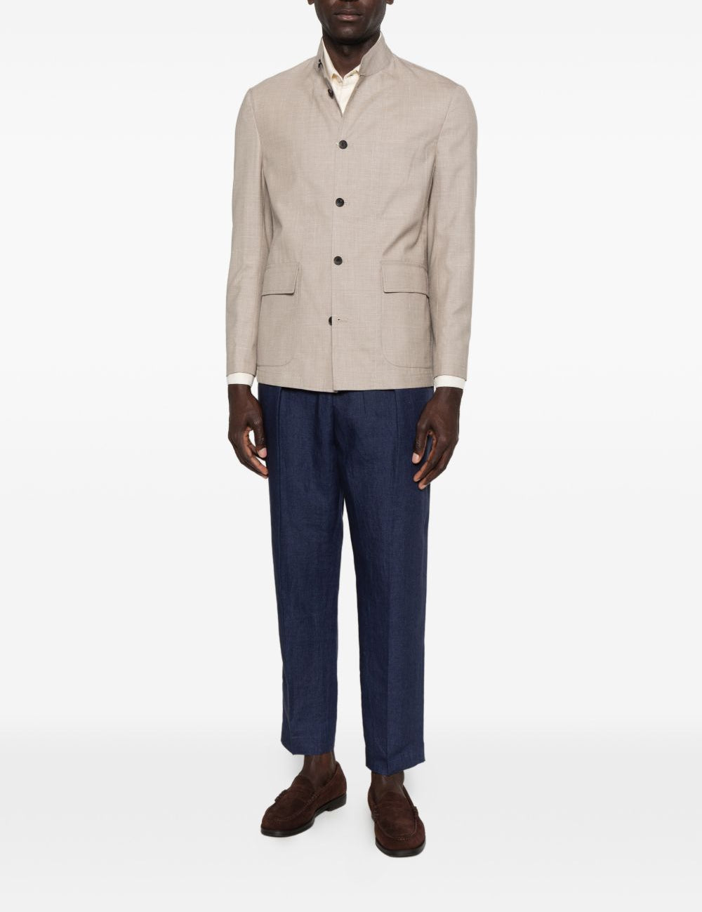 Giacca-camicia con bottoni in beige Grayed - uomo 