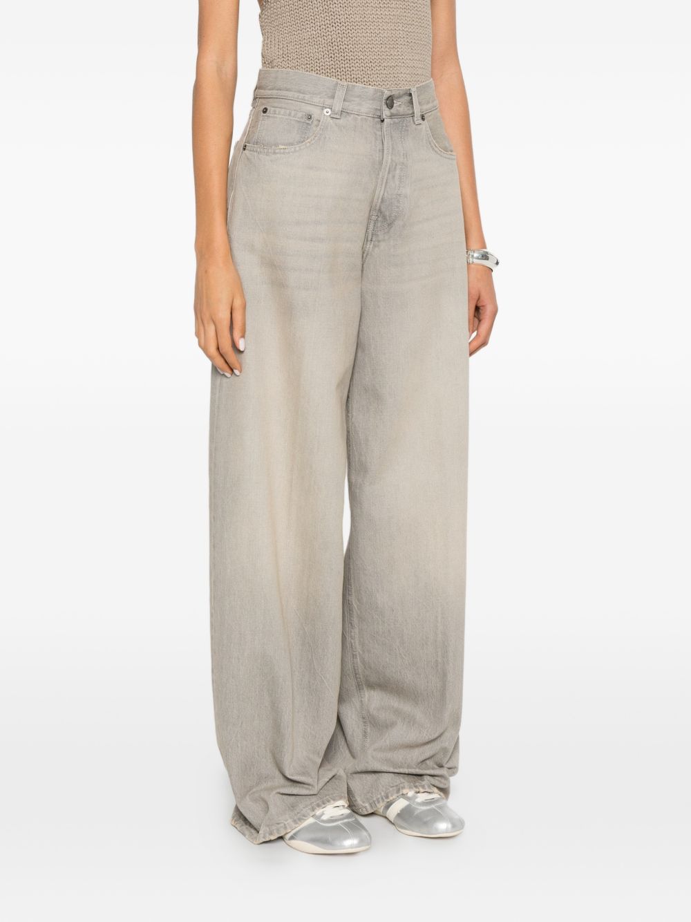 Jeans a gamba larga con effetto sbiadimento bethany in beige Haikure - donna 