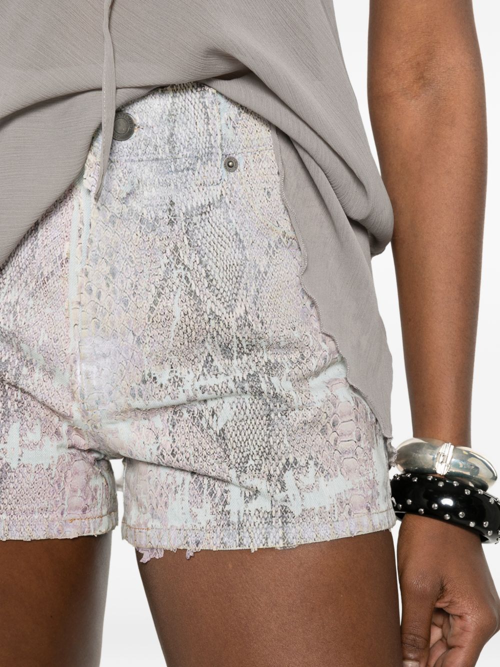Pantaloncini in denim brit snake in blu e rosa Haikure - donna 