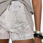 Pantaloncini in denim brit snake in blu e rosa Haikure - donna 