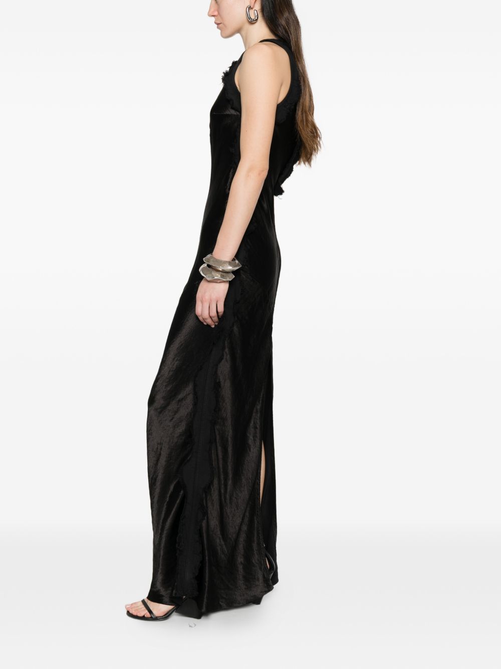 Abito midi con frange in nero Haikure - donna 