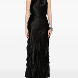 Abito midi con frange in nero Haikure - donna 