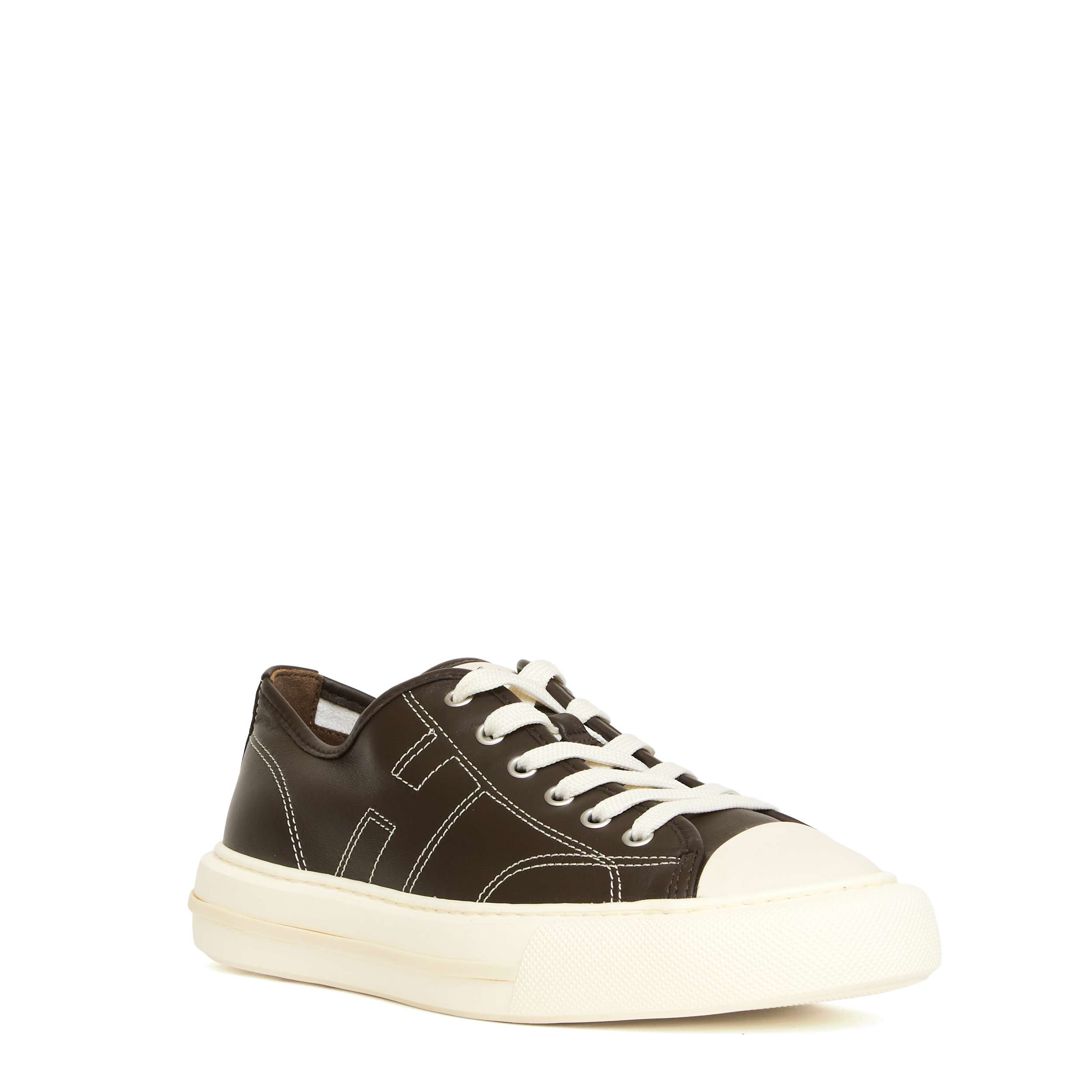 SNEAKERS REBEL CON CUCITURE A CONTRASTO in pelle marrone Hogan - uomo 