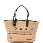 Borsa da spiaggia con logo in beige Hogan - donna 