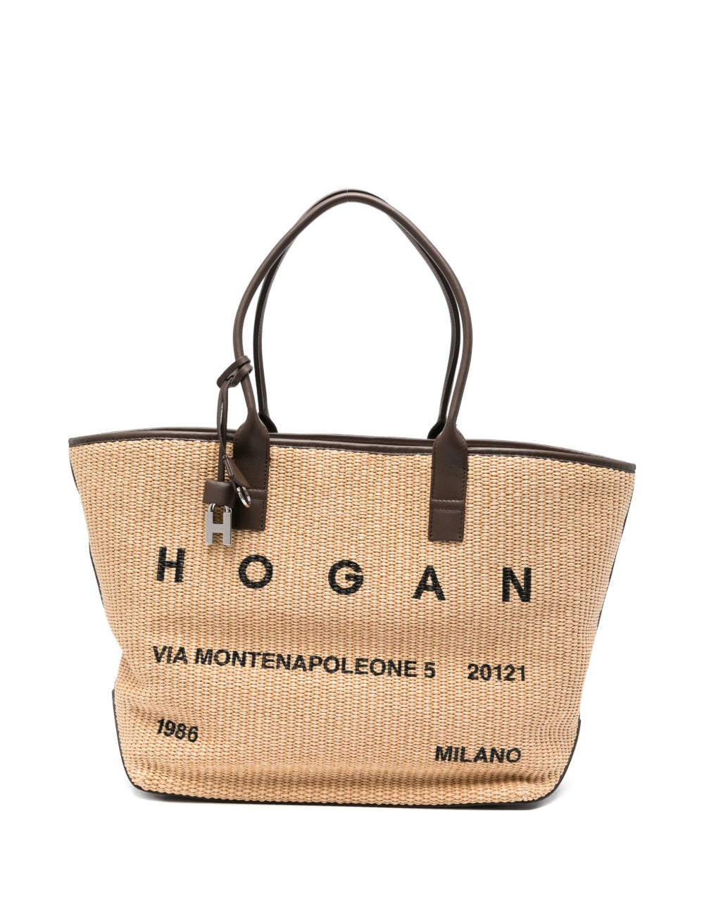 Borsa da spiaggia con logo in beige Hogan - donna 