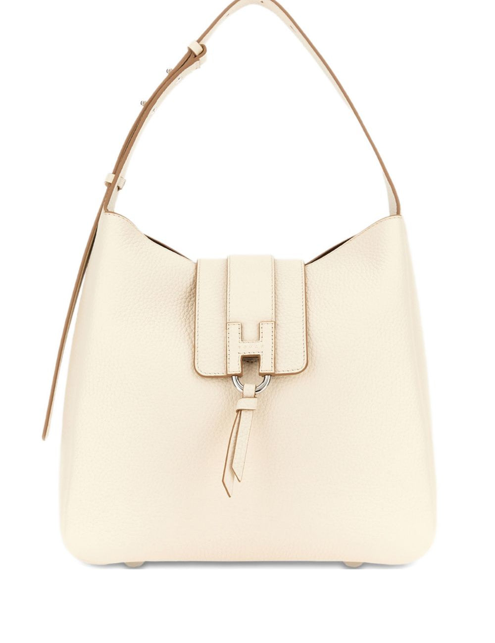Borsa a spalla con fibbia H in avorio Hogan - donna 