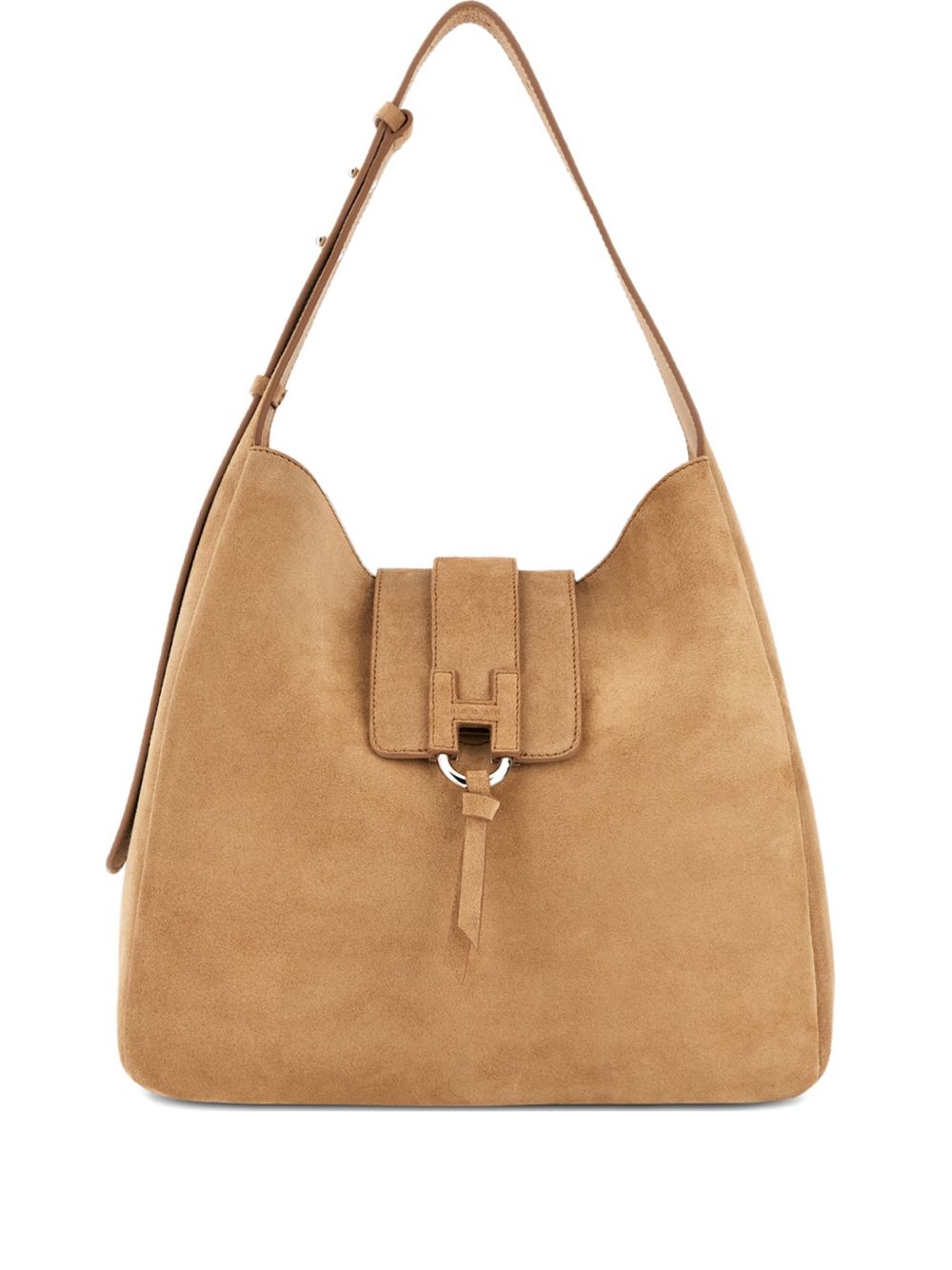 Borsa a spalla con fibbia H in suede marrone Hogan - donna 