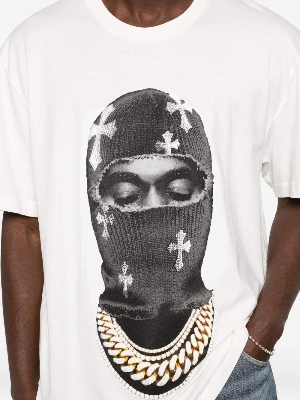 T-shirt con stampa Mask Crosses in bianco Ih nom uh nit - uomo 