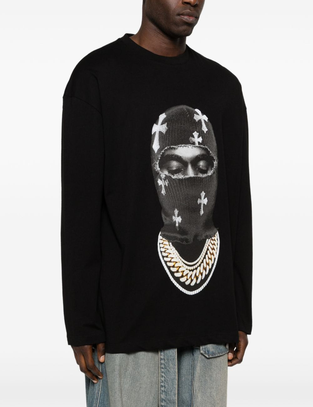 Felpa girocollo Mask Crosses in nero Ih nom uh nit - uomo 