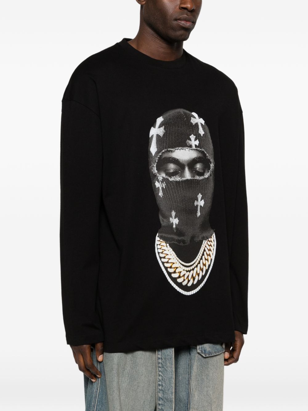 Felpa girocollo Mask Crosses in nero Ih nom uh nit - uomo 