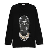 Felpa girocollo Mask Crosses in nero Ih nom uh nit - uomo 