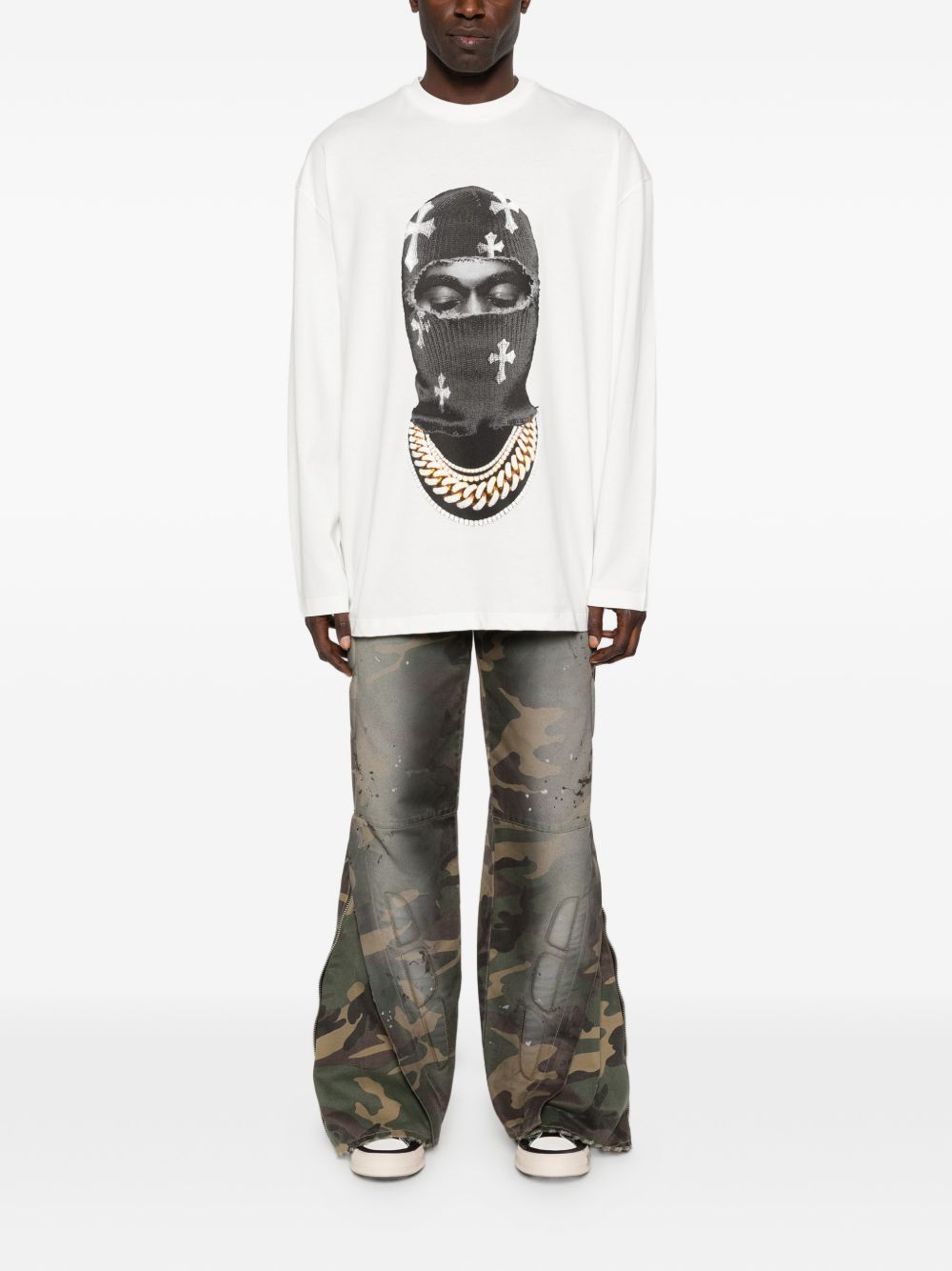Felpa girocollo Mask Crosses in bianco Ih nom uh nit - uomo 