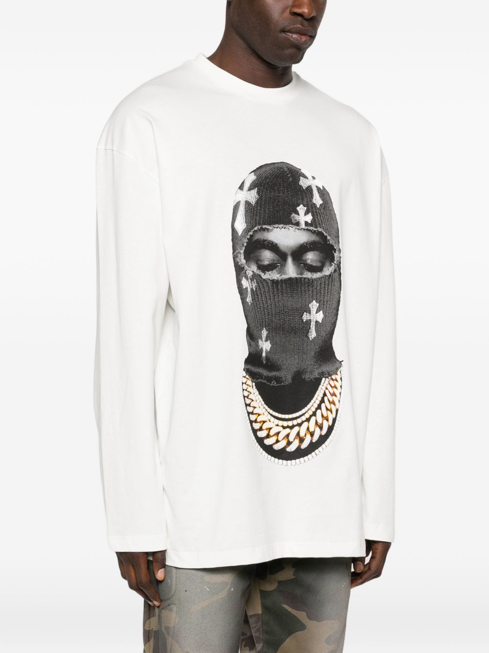 Felpa girocollo Mask Crosses in bianco Ih nom uh nit - uomo 