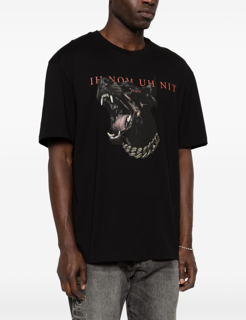 T-shirt Dobermann in nero Ih nom uh nit - uomo 