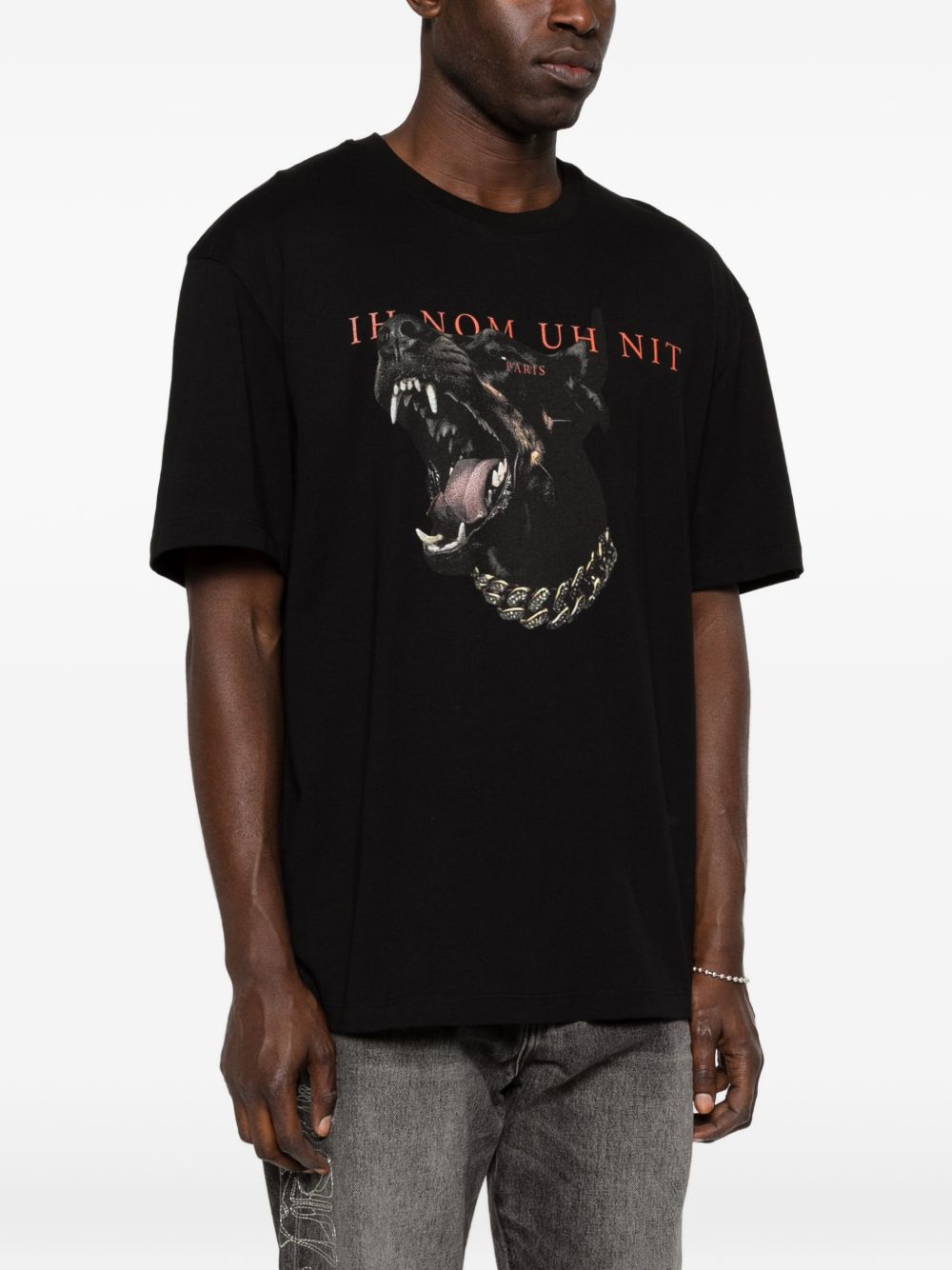 T-shirt Dobermann in nero Ih nom uh nit - uomo 
