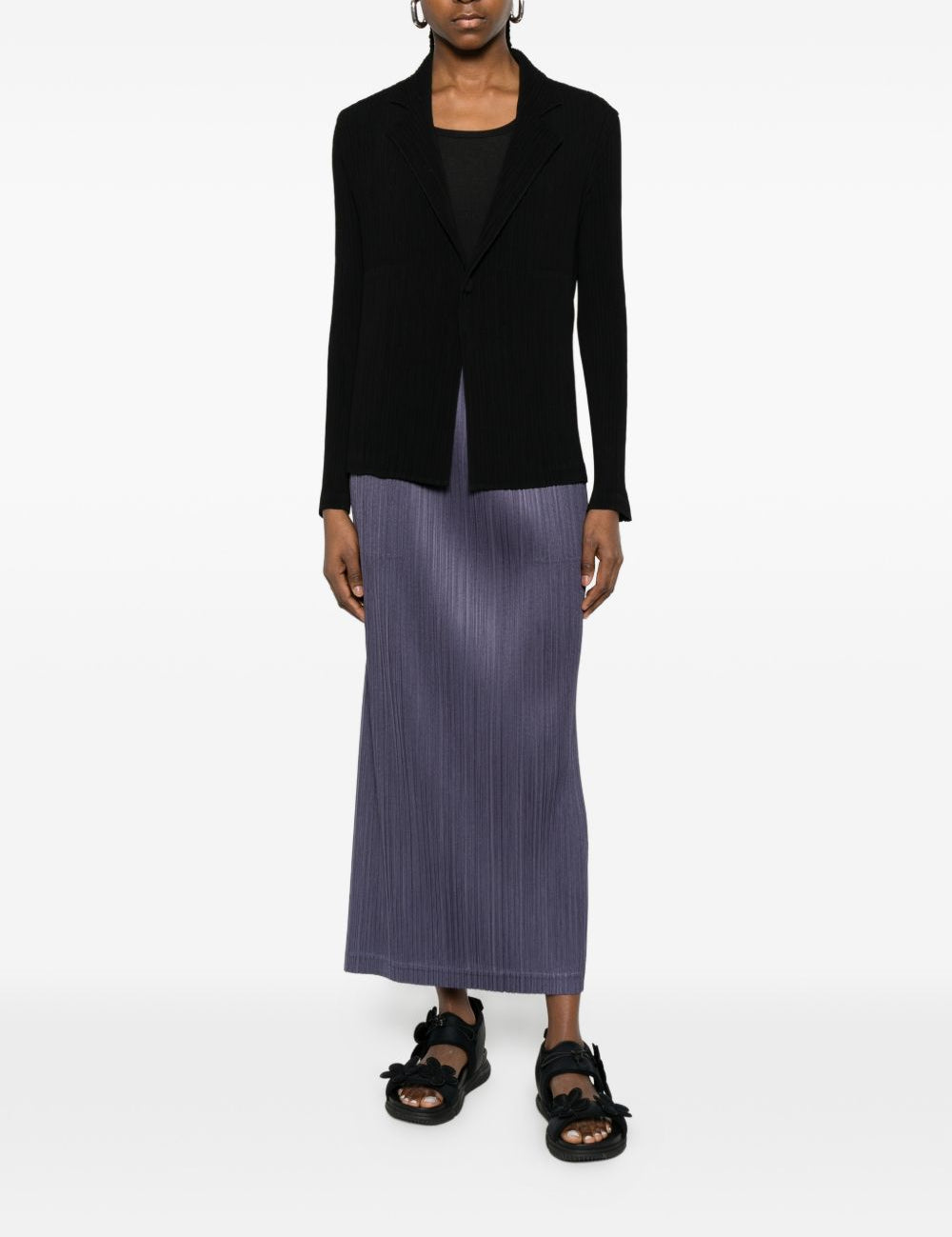Top plisettato con bottone  in nero Issey miyake  - donna 