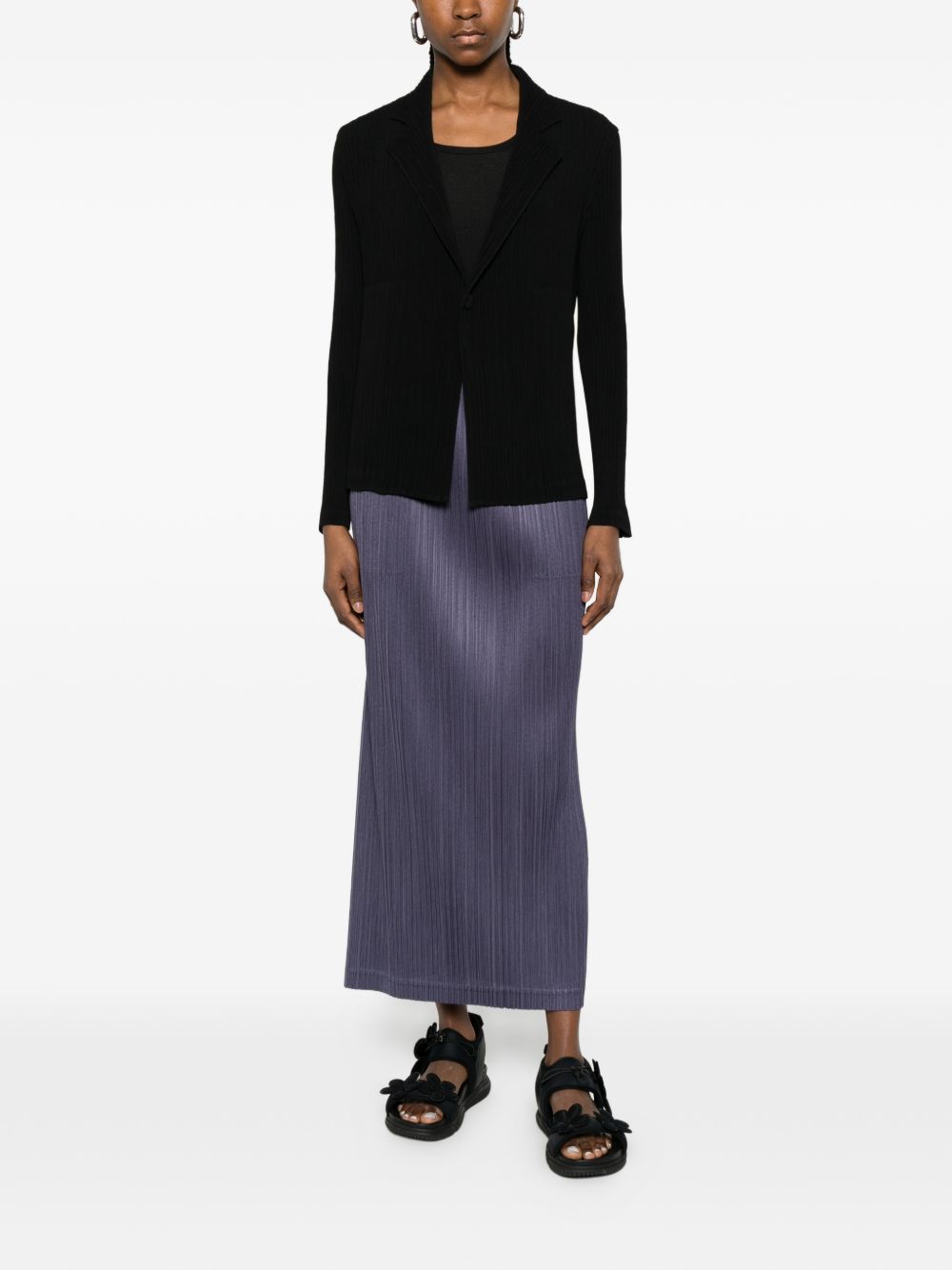 Top plisettato con bottone  in nero Issey miyake  - donna 