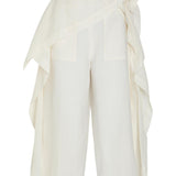 Pantaloni con volant all squares in bianco 