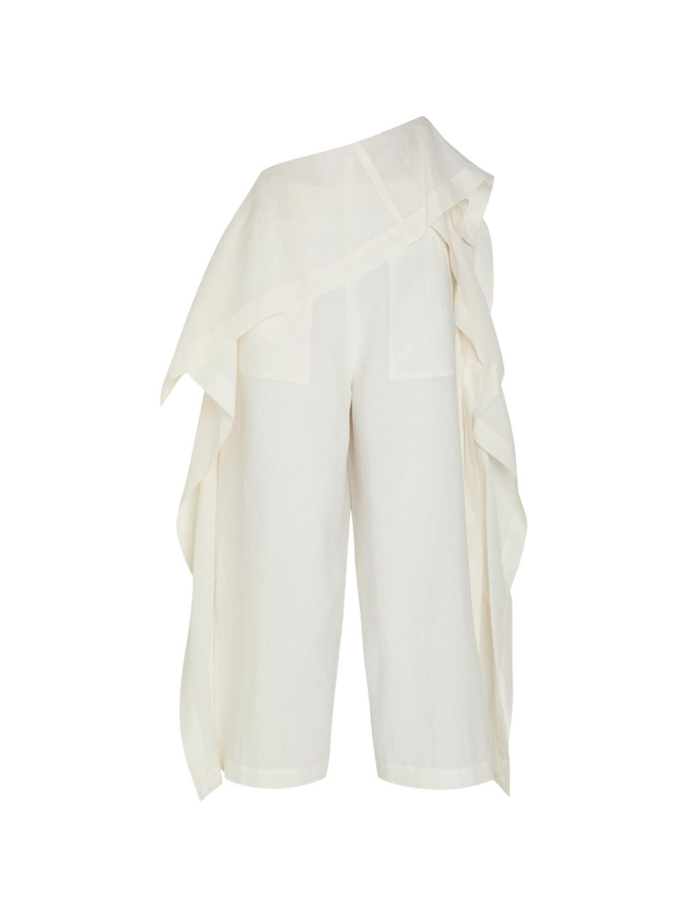 Pantaloni con volant all squares in bianco 