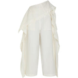 Pantaloni con volant all squares in bianco 