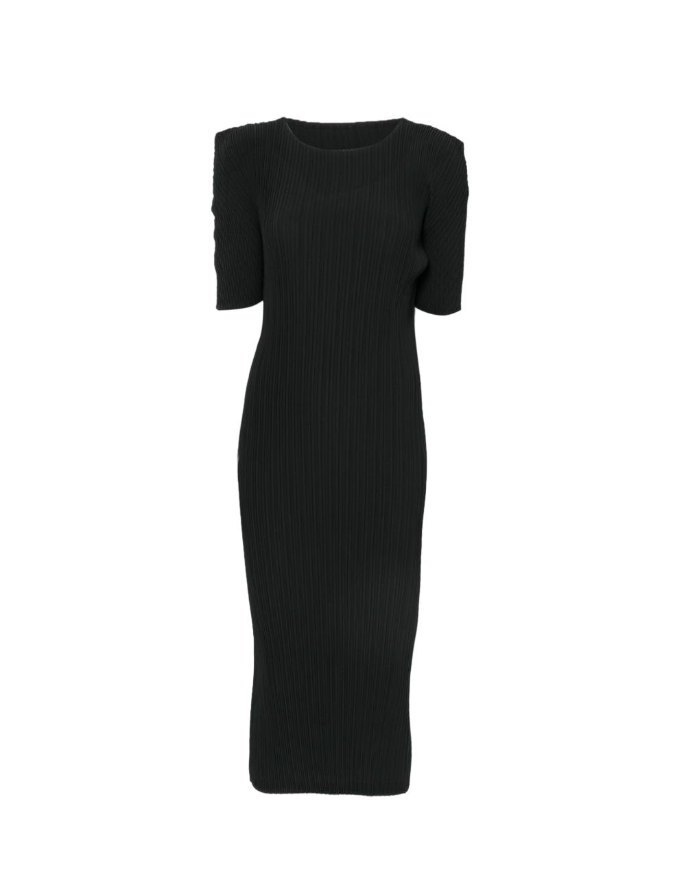 Abito con spalline e design plissettato in nero 