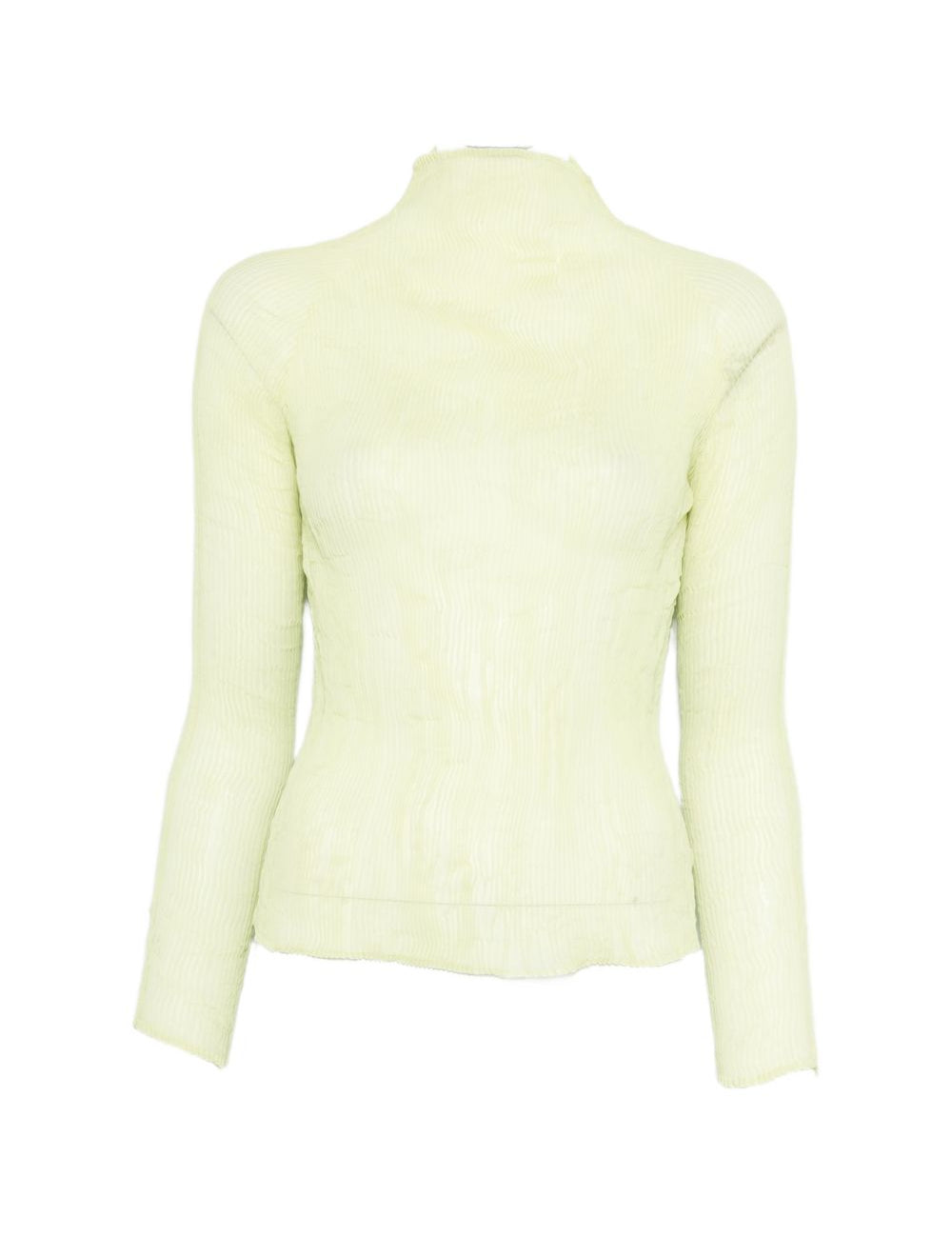Top a maniche lunghe con design plissettato in verde lime Issey miyake  - donna 