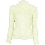 Top a maniche lunghe con design plissettato in verde lime Issey miyake  - donna 