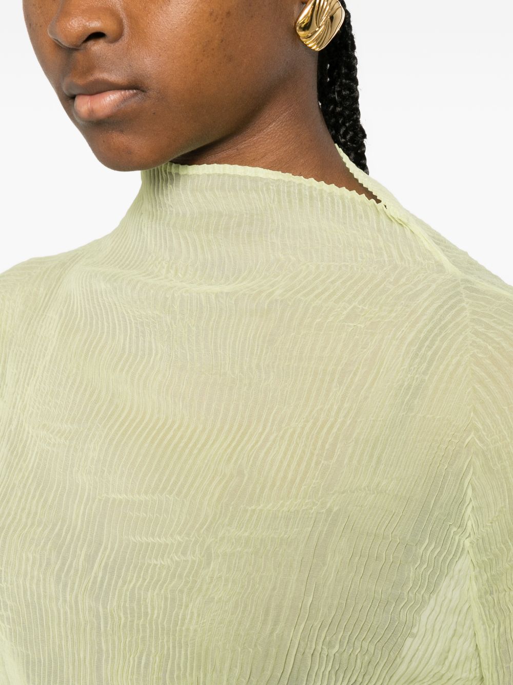 Top a maniche lunghe con design plissettato in verde lime Issey miyake  - donna 