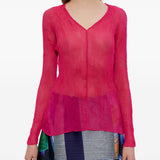 Top con scollo a v plissettato in rosa Issey miyake - donna 