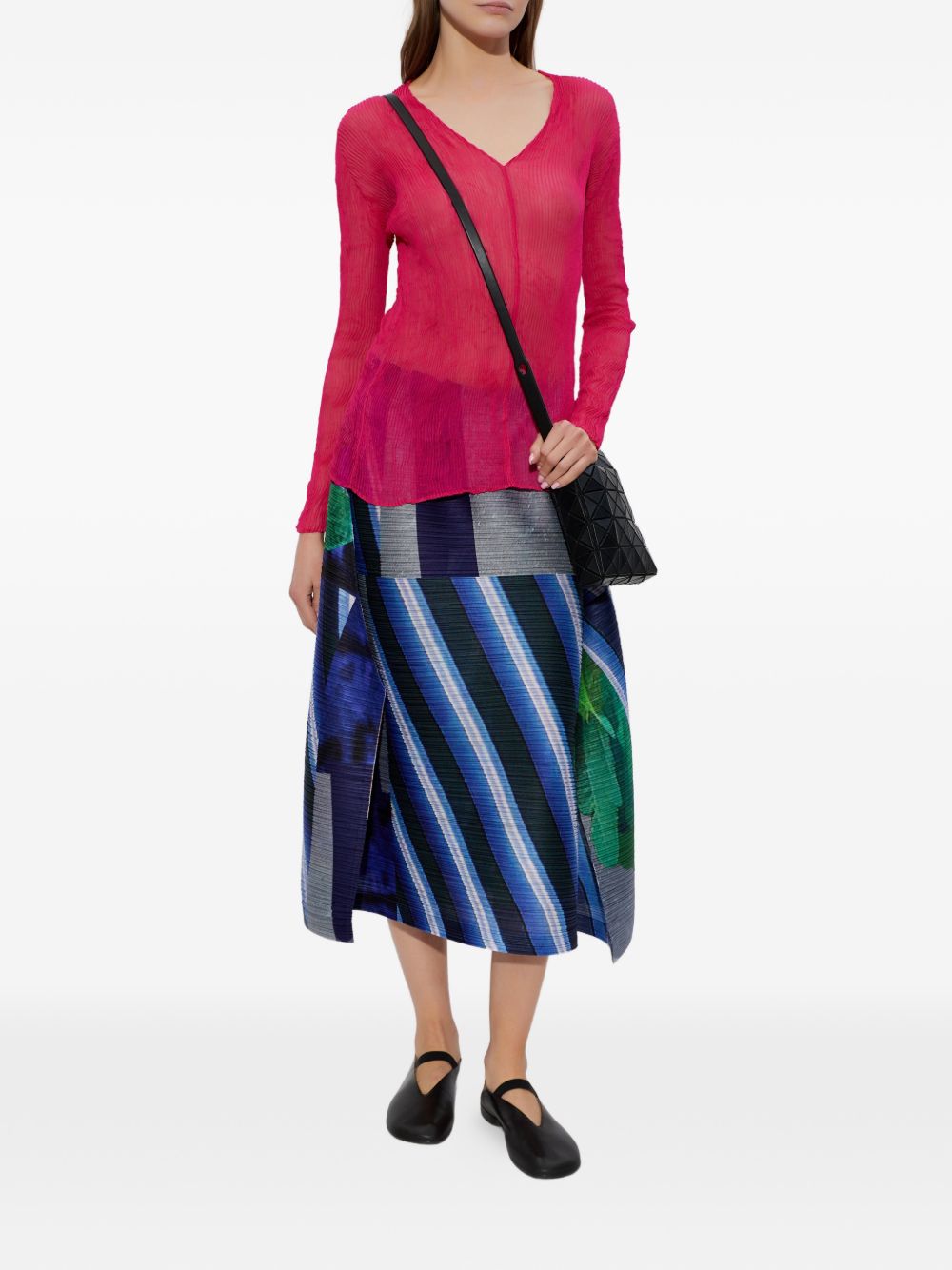 Top con scollo a v plissettato in rosa Issey miyake - donna 