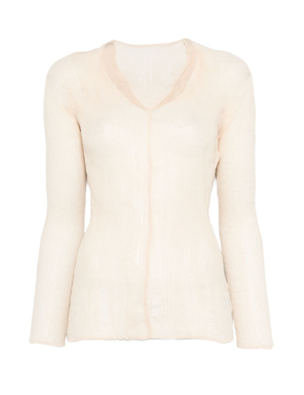 Top a maniche lunghe con design plissettato in avorio Issey miyake  - donna 