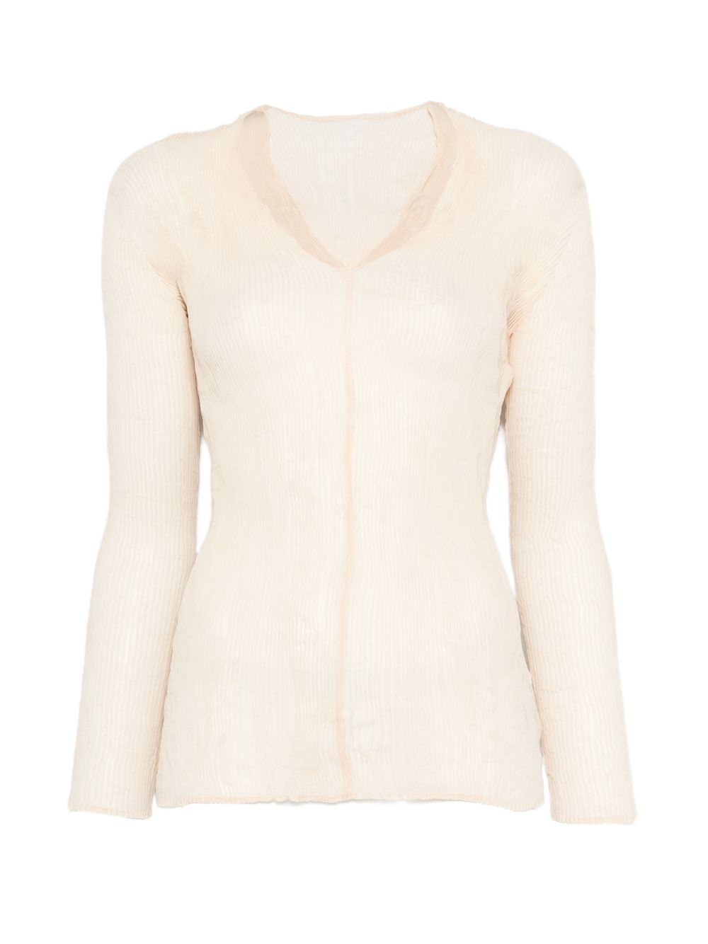 Top a maniche lunghe con design plissettato in avorio Issey miyake  - donna 