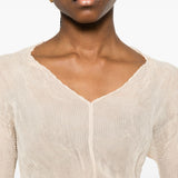 Top a maniche lunghe con design plissettato in avorio Issey miyake  - donna 