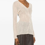 Top a maniche lunghe con design plissettato in avorio Issey miyake  - donna 