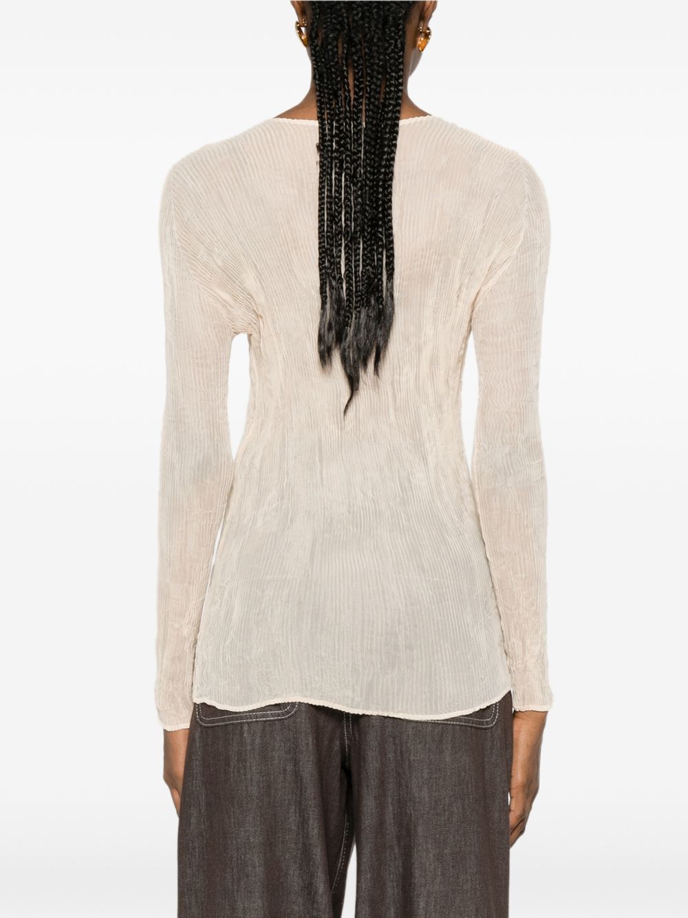 Top a maniche lunghe con design plissettato in avorio Issey miyake  - donna 
