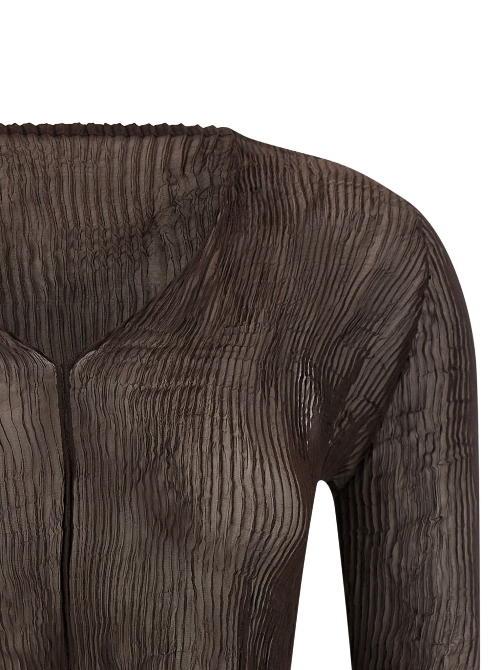 TOP SCOLLO A V SEMI TRASPARENTE IN MARRONE ISSEY MIYAKE - donna 