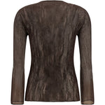 TOP SCOLLO A V SEMI TRASPARENTE IN MARRONE ISSEY MIYAKE - donna 
