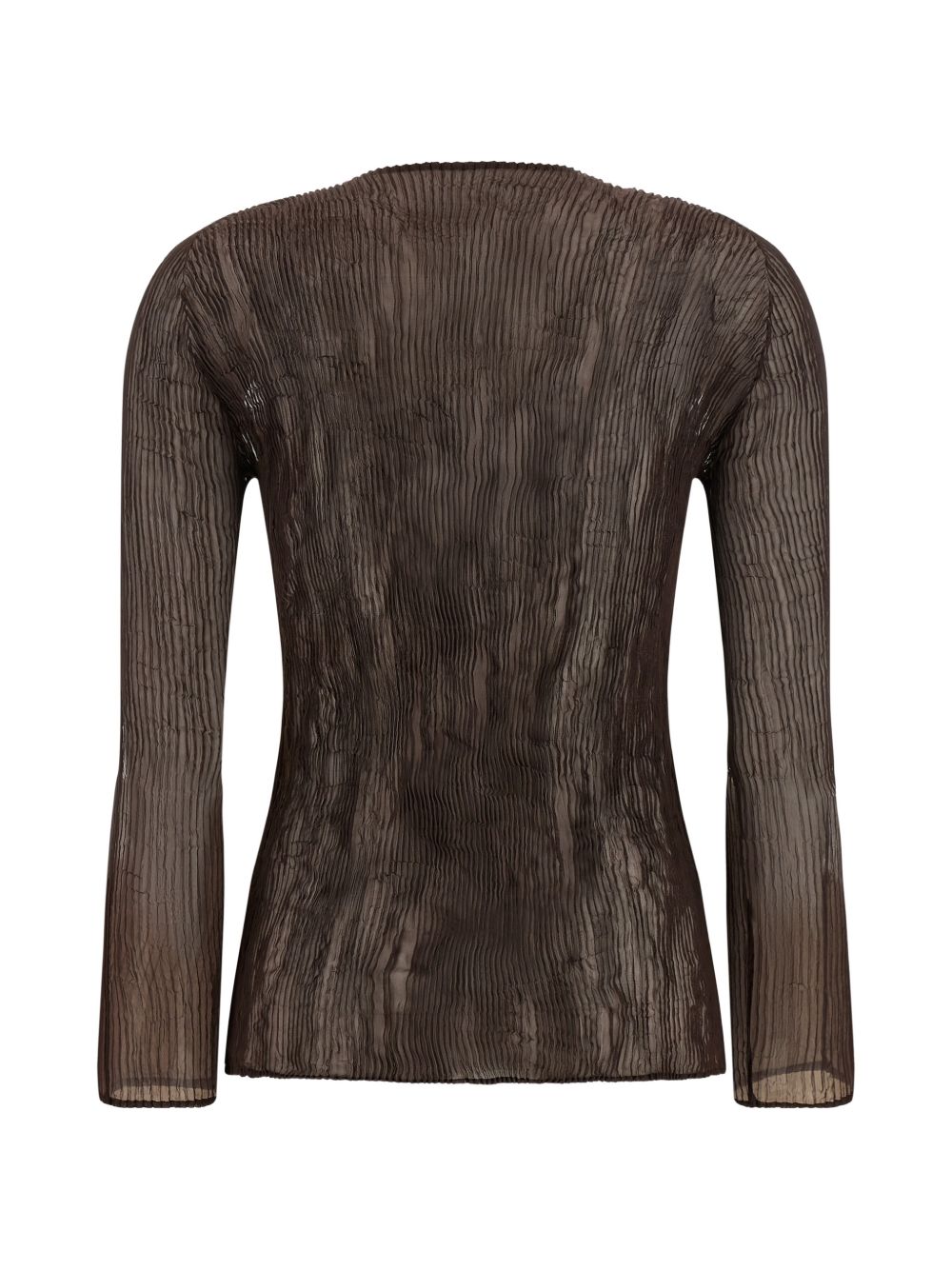 TOP SCOLLO A V SEMI TRASPARENTE IN MARRONE ISSEY MIYAKE - donna 