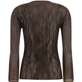TOP SCOLLO A V SEMI TRASPARENTE IN MARRONE ISSEY MIYAKE - donna 