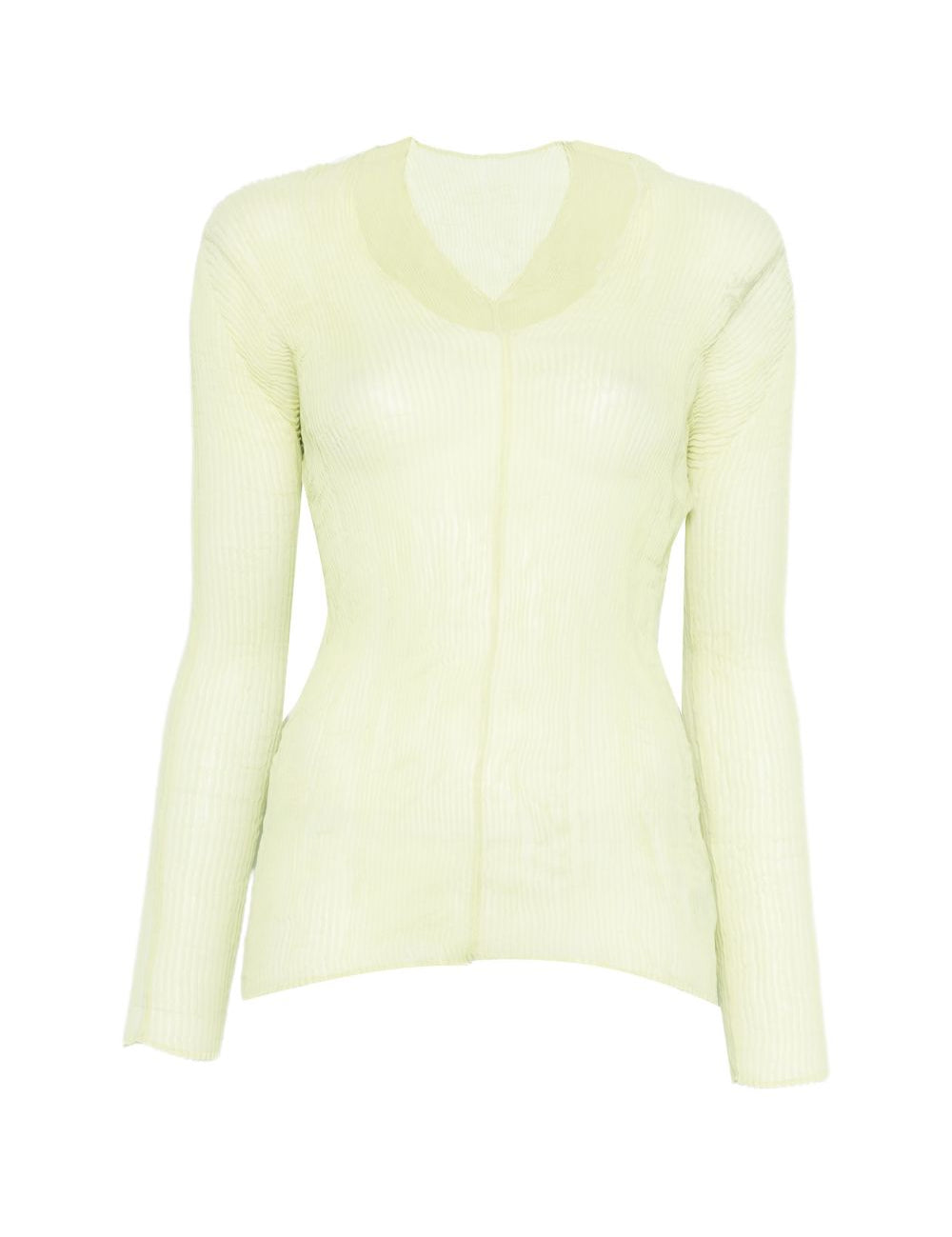 Top a maniche lunghe con design plissettato in verde lime Issey miyake  - donna 