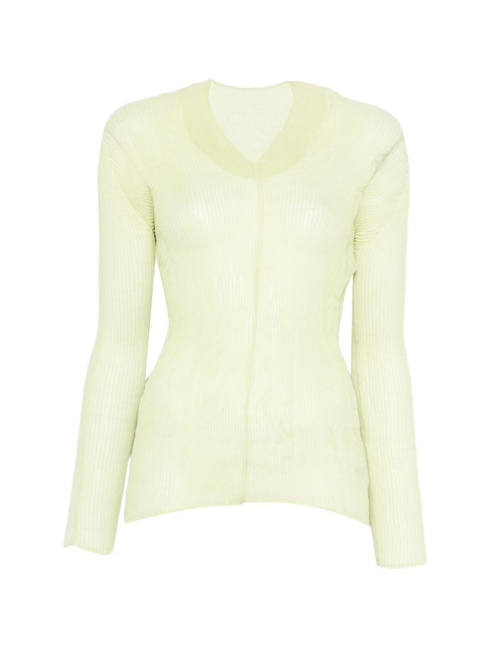 Top a maniche lunghe con design plissettato in verde lime Issey miyake  - donna 