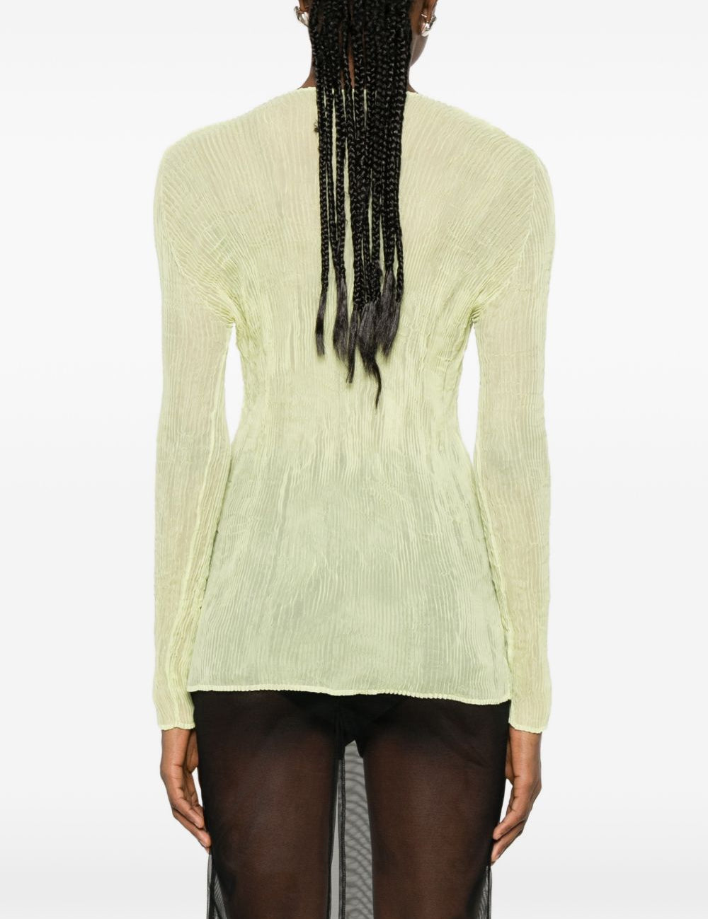 Top a maniche lunghe con design plissettato in verde lime Issey miyake  - donna 