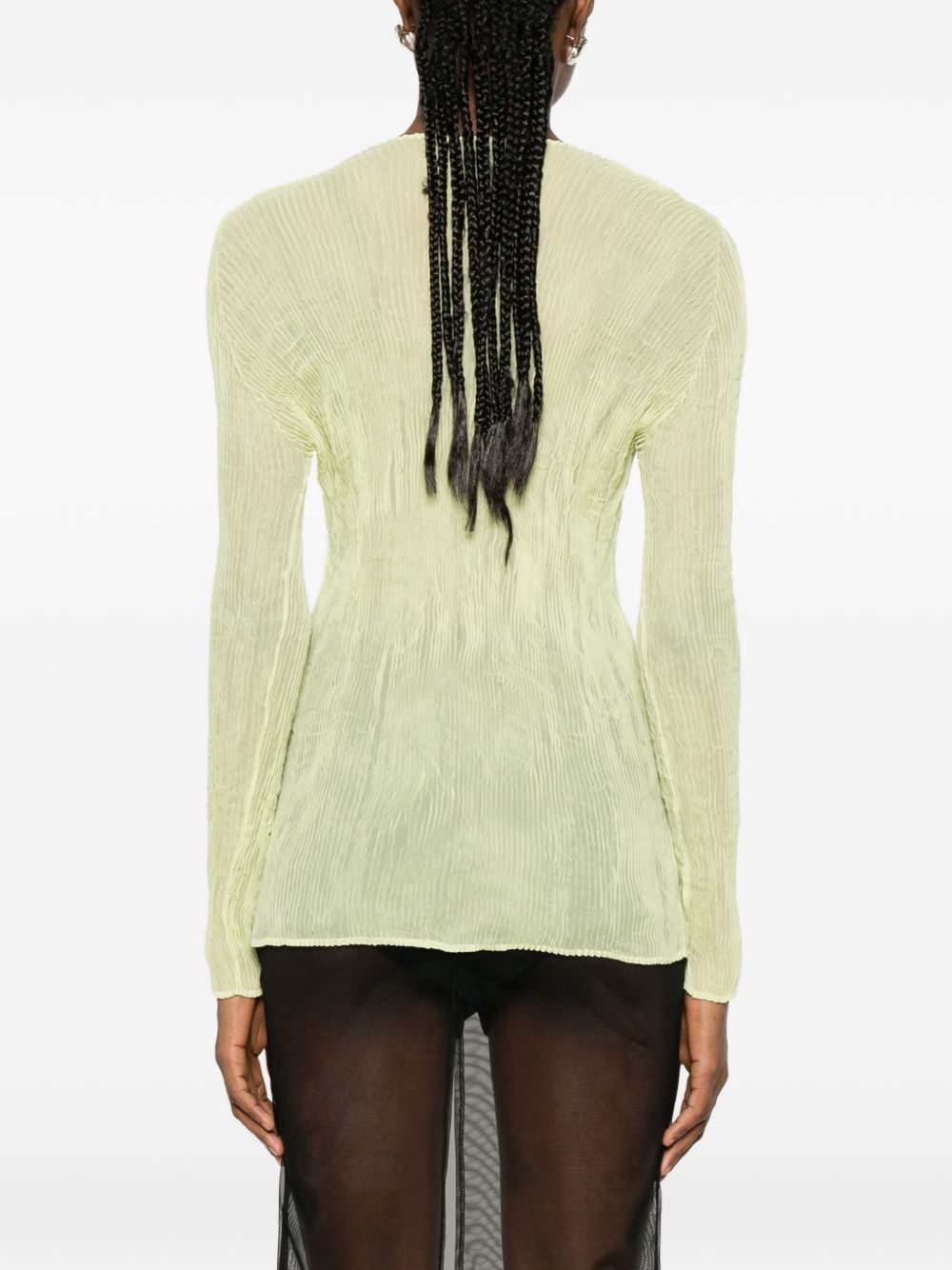 Top a maniche lunghe con design plissettato in verde lime Issey miyake  - donna 